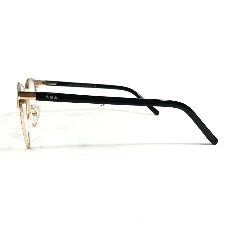 Amarcord Eyeglasses Frames AM002 col.2 Black Gold Cat Eye Wire Rim 53-17-142